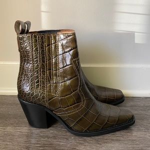 Ganni Faux Snake Skin Booties